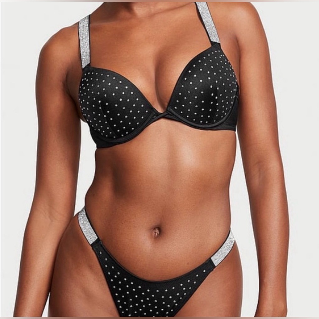 Victoriaâs Secret 34b Rhinestone Bombshell Bikini Top & Bottom (M) - Dcâd/Rare